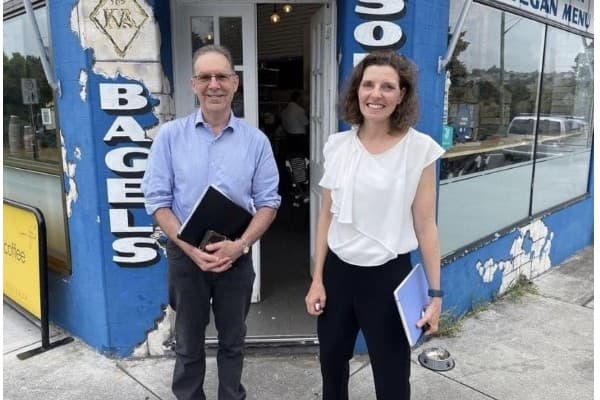 Allegra Spender with Australian Jewish Association president Dr David Adler (Facebook)