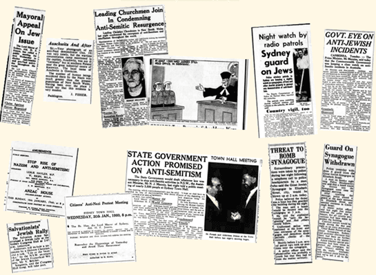<em>A selection of clippings from the Sydney Morning Herald in January 1960</em> <em>(Image: Sydney Jewish Museum website).</em>