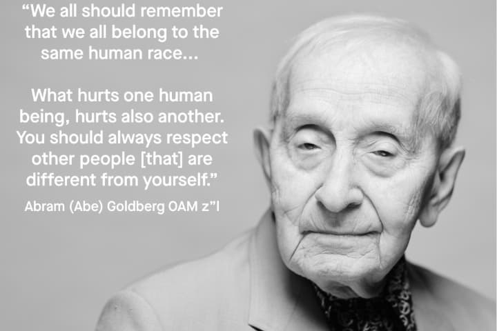 Image of old man with a quote "One shold always remember we all belong to the human race"