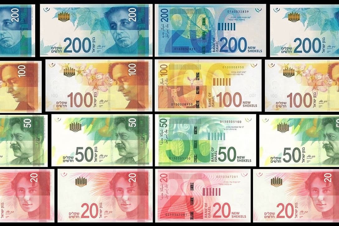 Mosaic of Israeli shekel notes