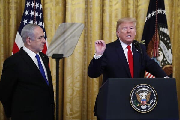 Netanyahu and Trump at the WHite House in January 2020