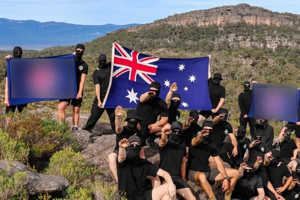 Neo-Nazi group in the Grampians, January 2021 (SMH/Age)