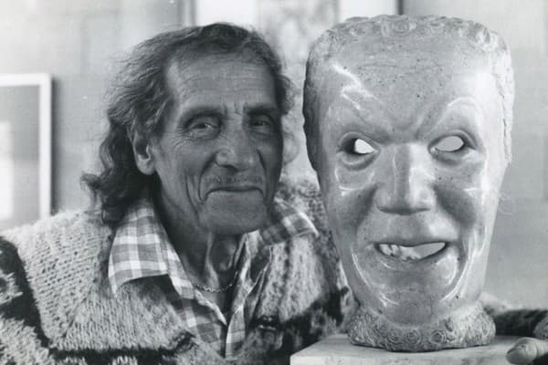 Karl and a mask he made in 1982