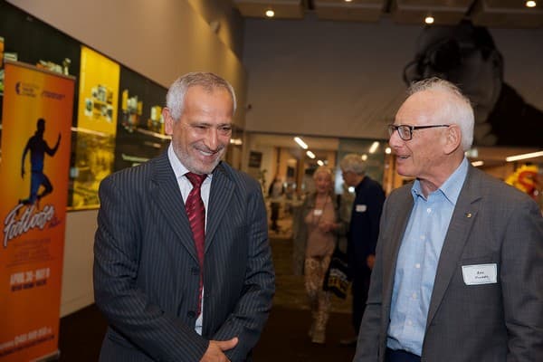 Sydney Muslim community leader Dr Jamal Rifi (left) and Project Rozana founder Ron Finkel