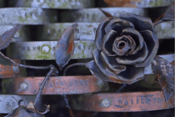 A detail of the memorial for victims of the 1993 Neo-Nazi attack