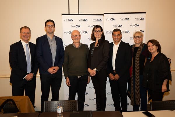 From left, David Southwick, Josh Burns, Michael Visontay, Liana Buchanan, Manny Waks, Mindy Jones (CEO of NCJWA) and Marilyn Kraner