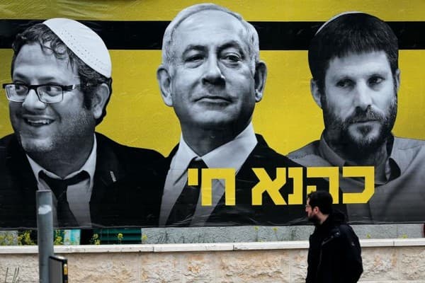 Election poster with Ben-Gvir, Netanyahu and Smotrich