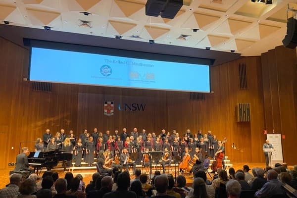 Both choirs, with Vic Alhadeff at the podium (supplied)