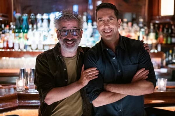 David Baddiel and David Schwimmer in New York on David Baddiel: Jews Don’t Count (Channel 4)