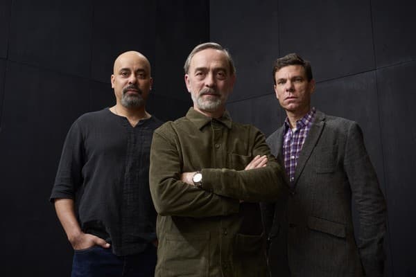 The Australian production cast: from left, Howard Overshown, Adrian Schiller, Aaron Krohn