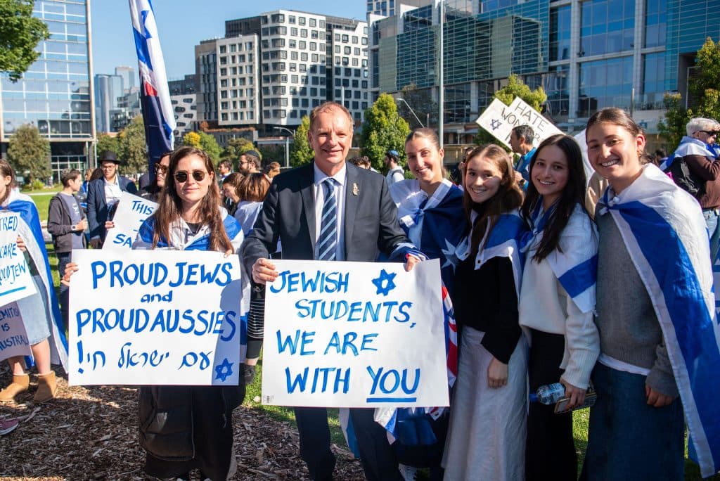 Deputy Leader of the Victorian Liberal Party David Southwick joined AUJS's rally against antisemitism on campus in Melbourne last week (Image: James McPherson).