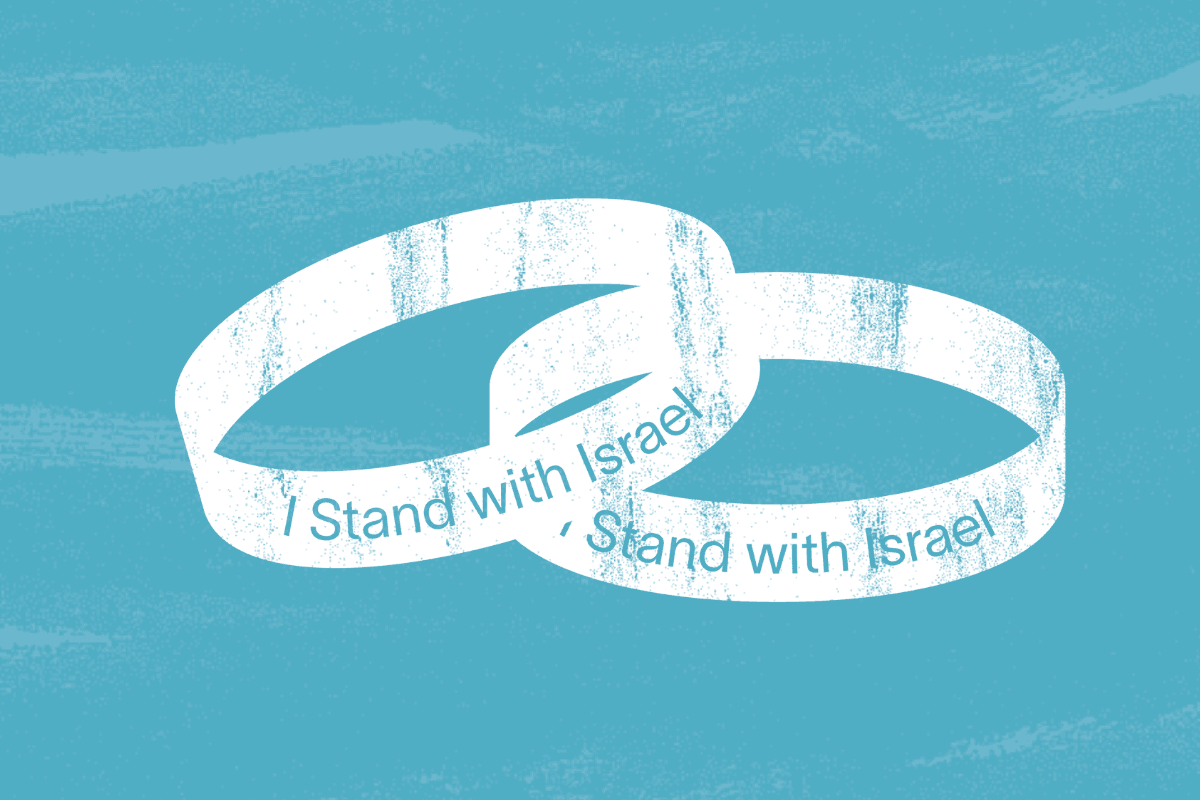 Wristbands with the words 'I stand with Israel'