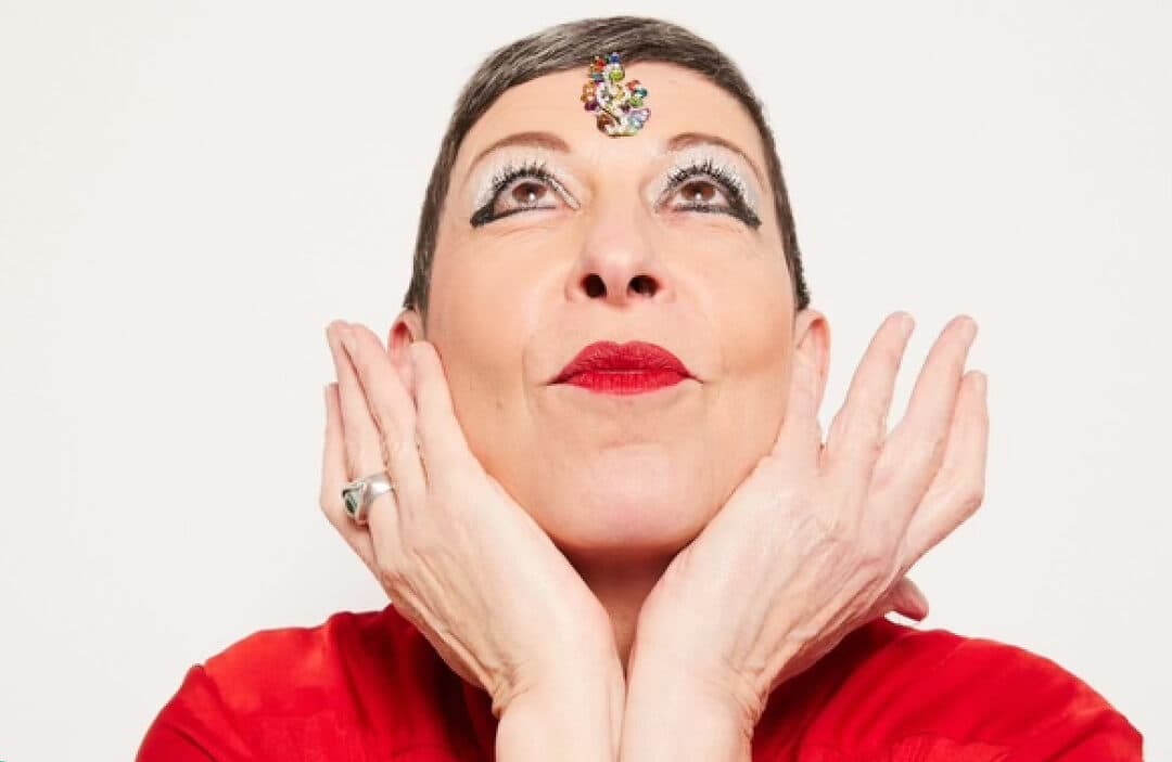 Woman with tiara looking up