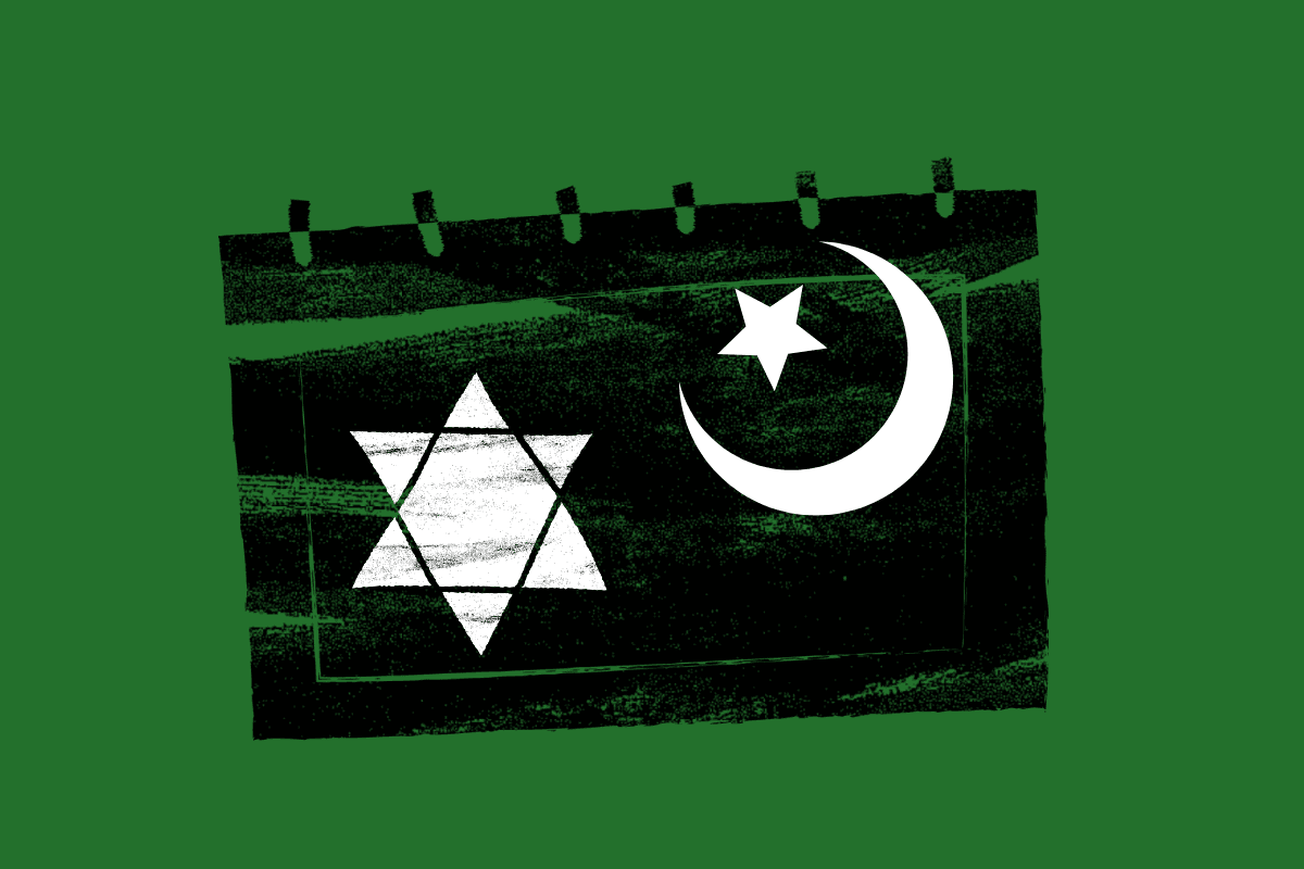 A Star of David and a Crescent and Star on a folder