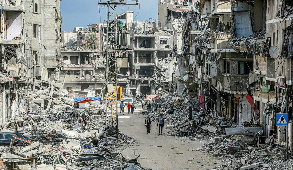 Destroyed homes in Khan Yunis, Gaza (AFP)