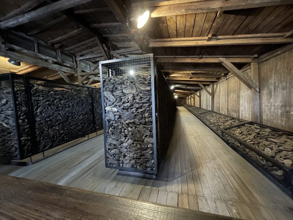 Shoes of Holocaust victims displayed at Majdanek (Paris Enten)