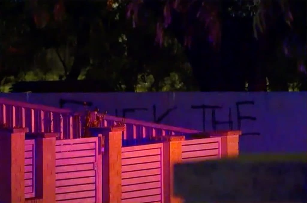 "Fuck Jews" painted at the scene of the fire at the Maroubra childcare centre (AAP Image/Supplied by Nine News).