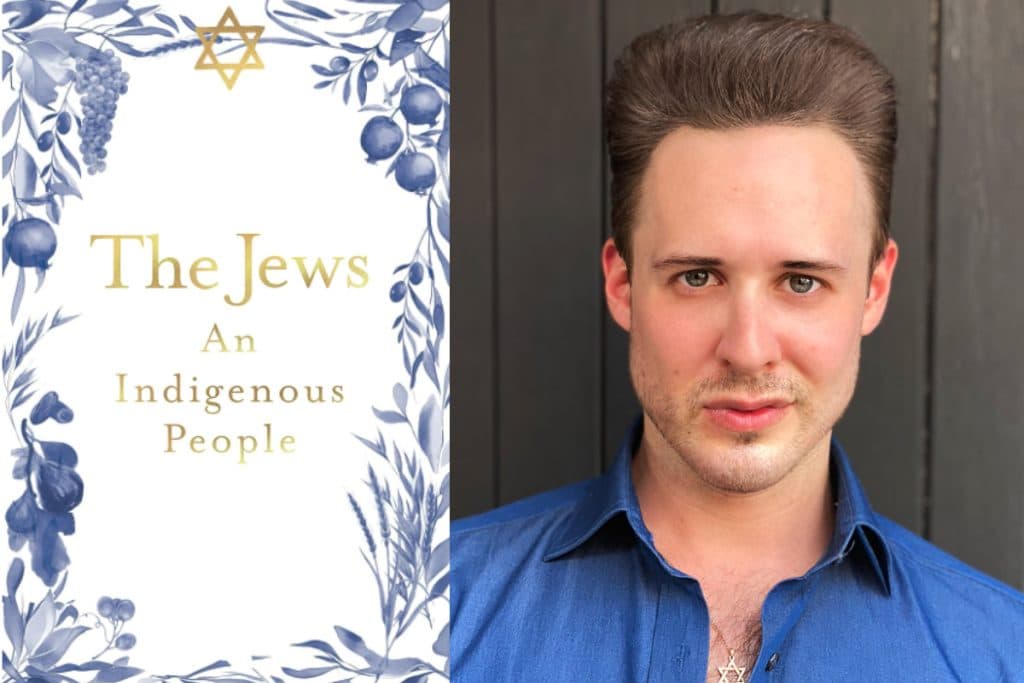 Ben Freeman with the cover of his book, The Jews: An Indigenous People (Supplied).