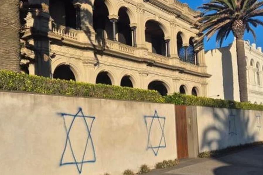 Stars of David painted on a wall
