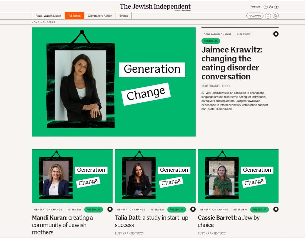 The winning <a href="https://thejewishindependent.com.au/tji-series/generation-change">Generation Change</a> TJI series (Image: TJI).