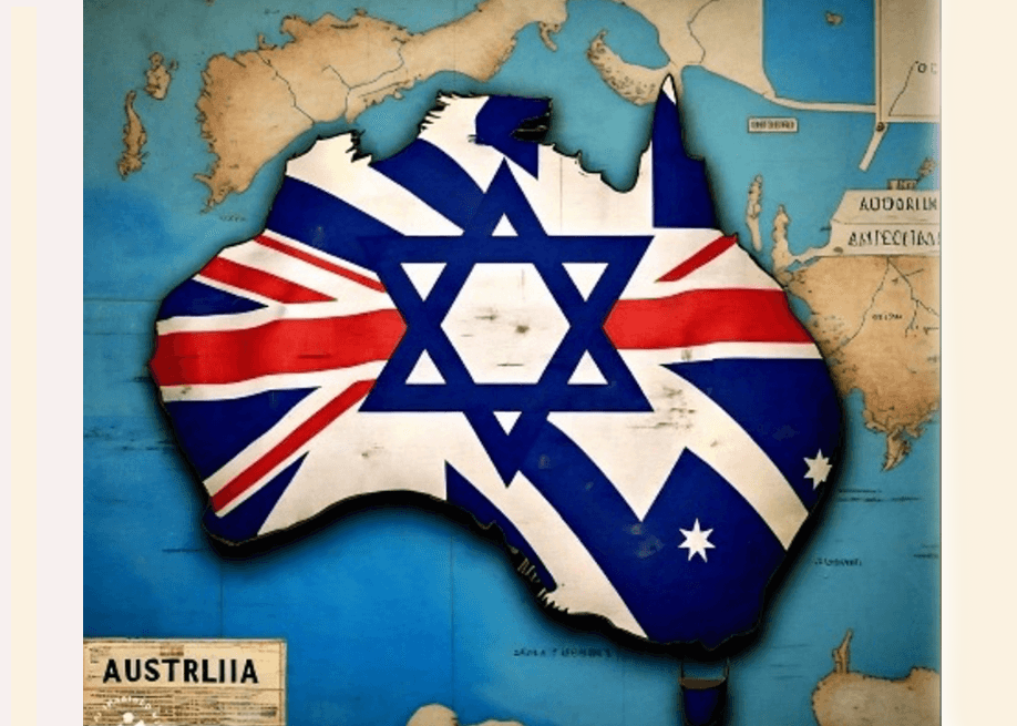Map of Australia with star of david