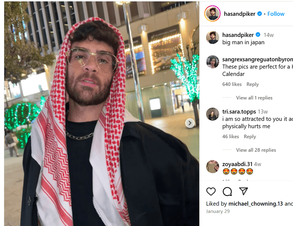 An image of Hasan Piker from his X feed