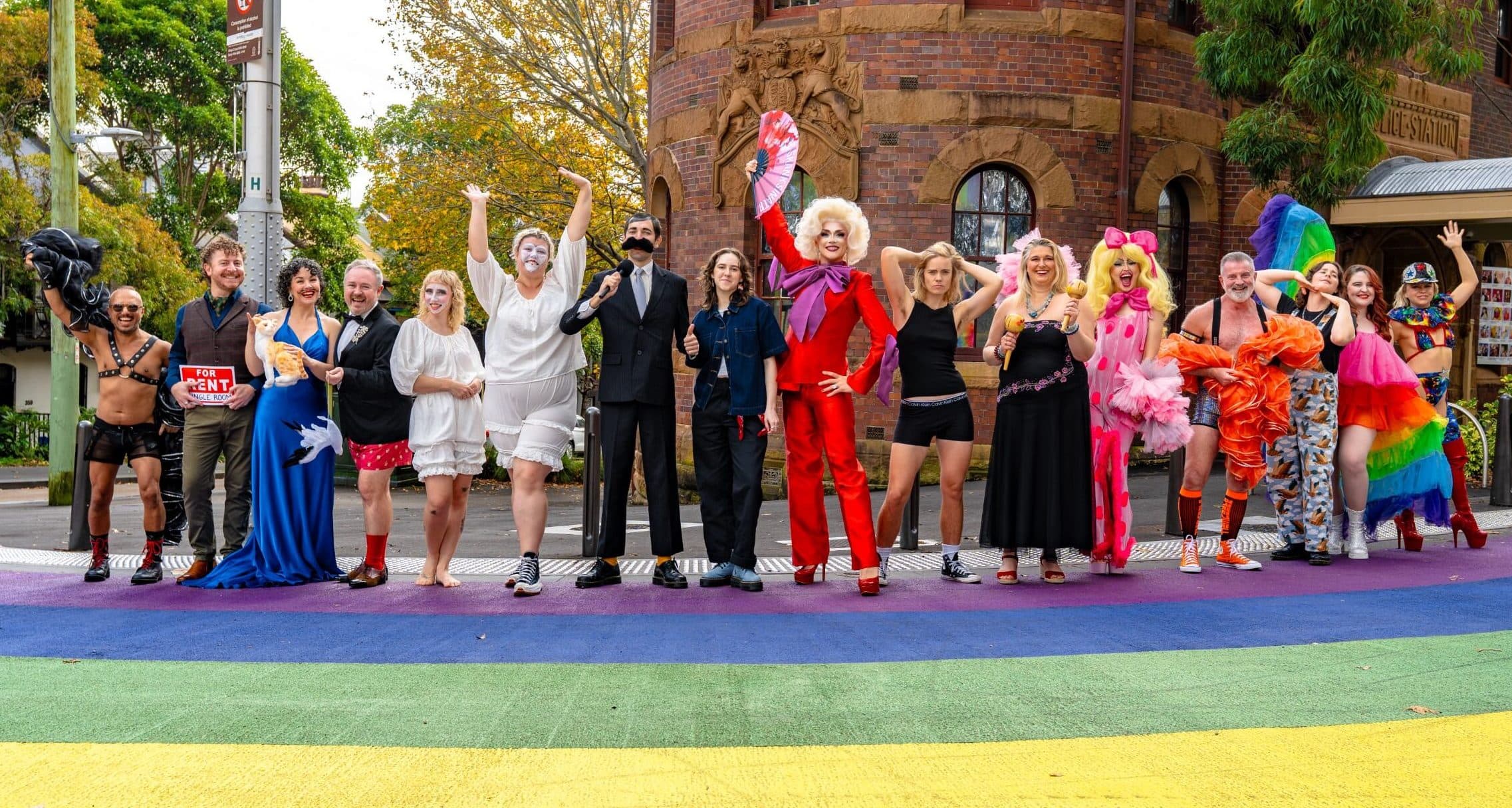 A range of people in costume for Pride Fest