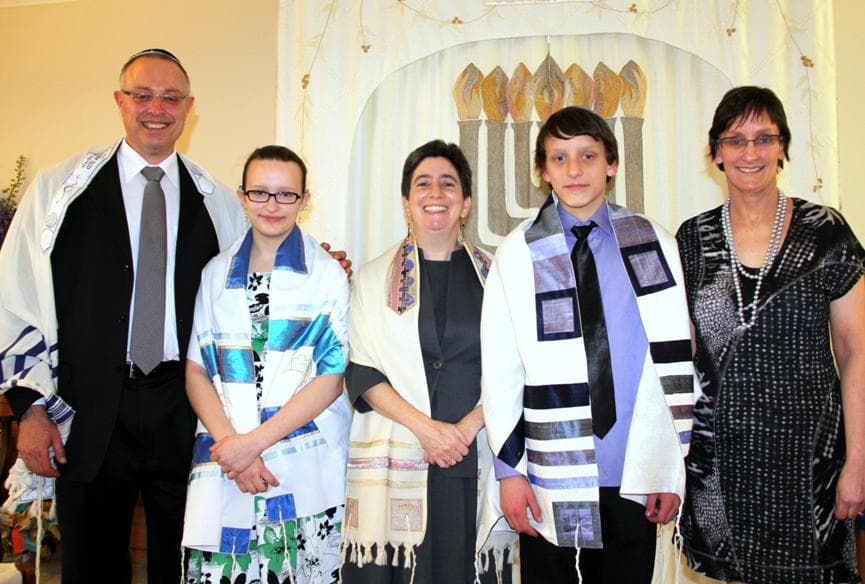 Alex Knopoff, second from left, at a family barmitzvah