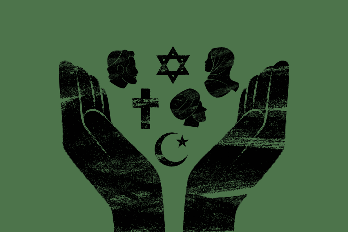 Hands holding a wide range of religions and cultures