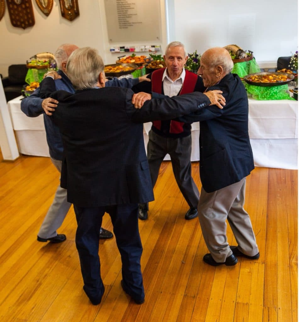 Salek Roth, Joe Szwarcberg, Emil Koppel and Szaja Chaskiel at the 2017 Buchenwald Ball (Image: Andrew Harris).