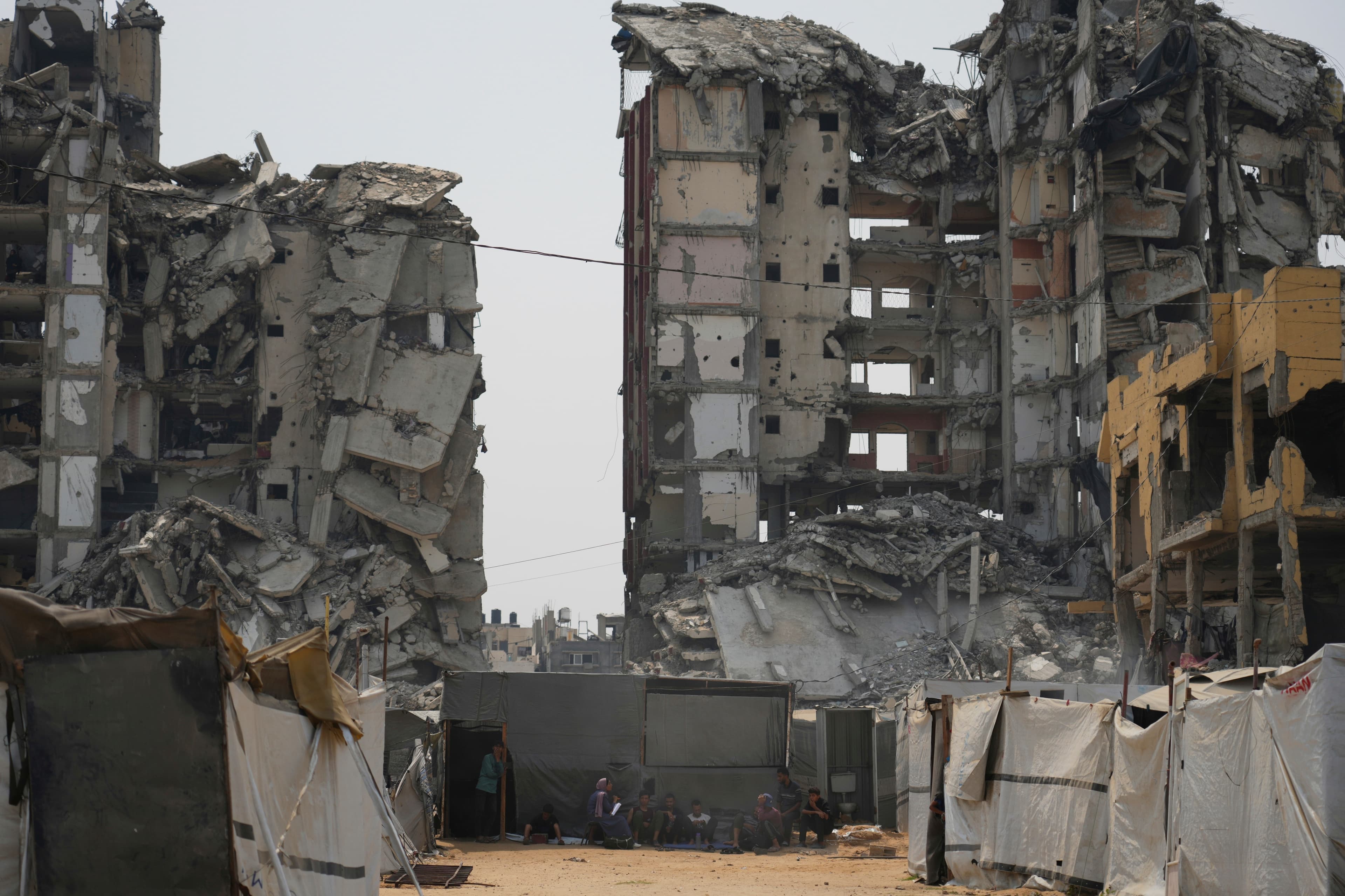 Burned out buildings