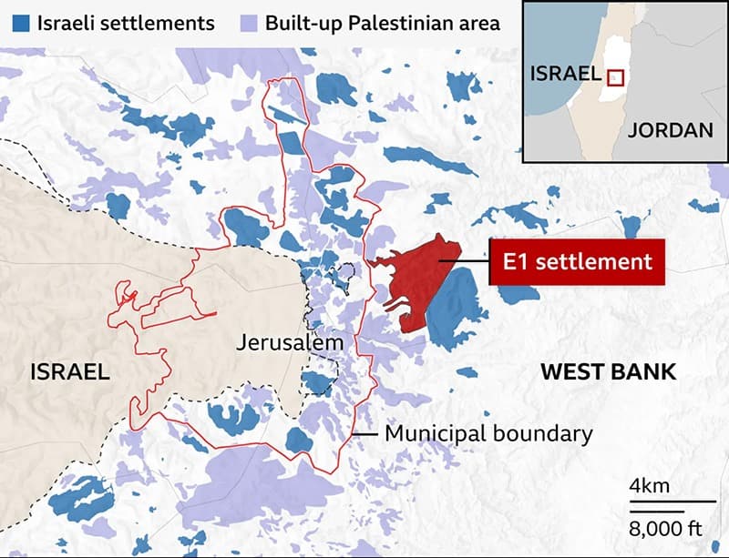 A map of the E1 settlement plan (Peace Now)