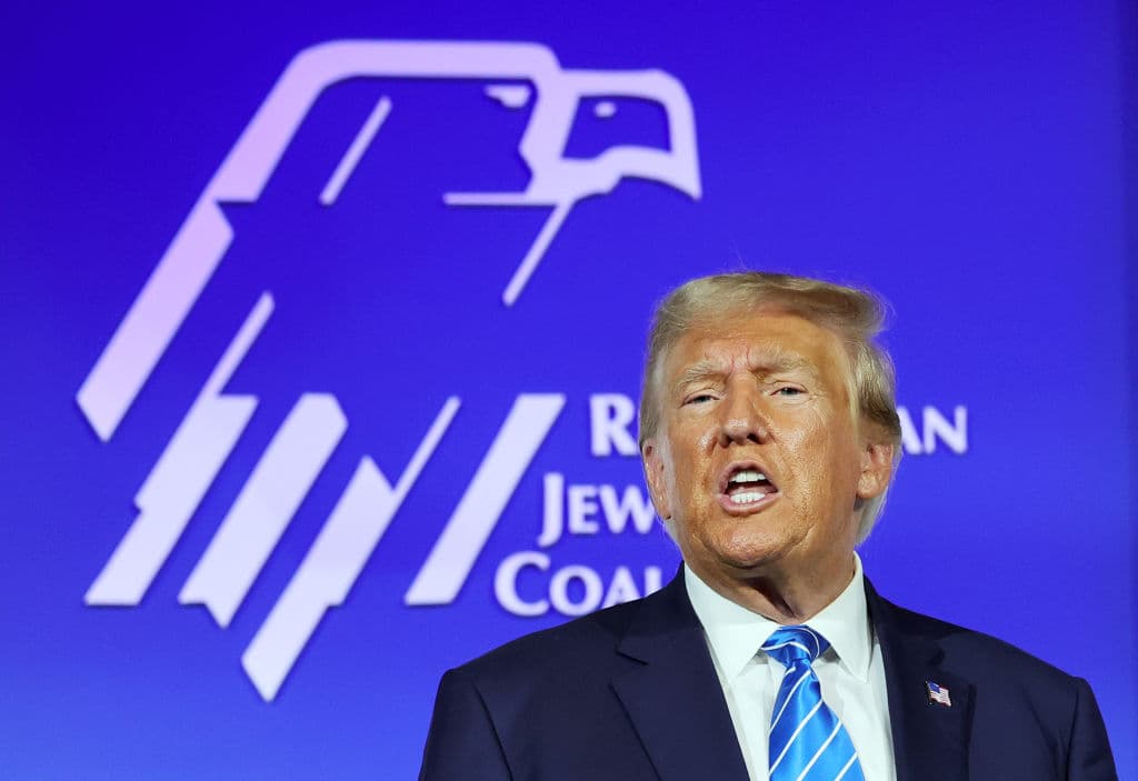Then candidate President Donald Trump at the Republican Jewish Coalition's Annual Leadership Summit in October 2024.