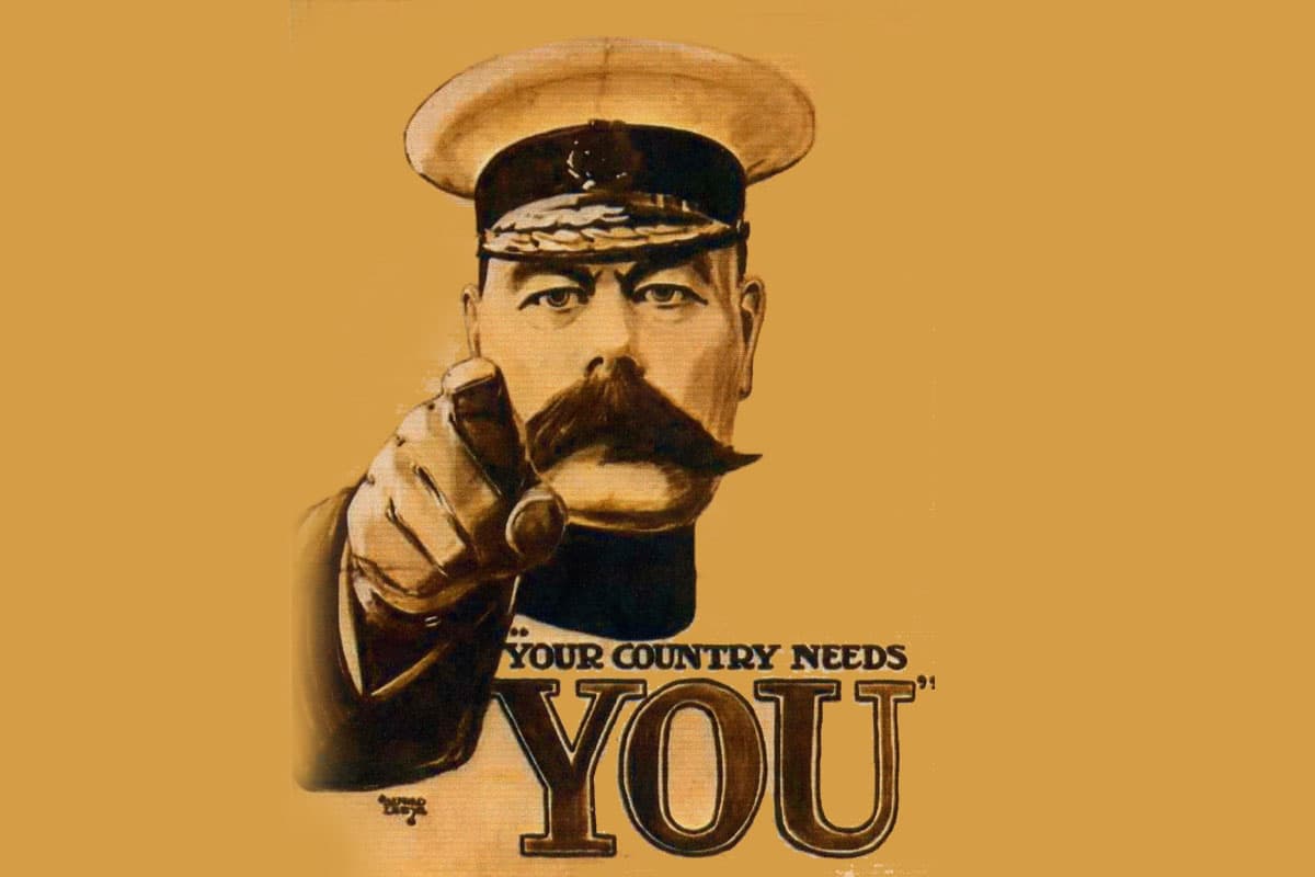 The call for volunteers to protect West Bank Palestinians echoes this famous British recruiting poster