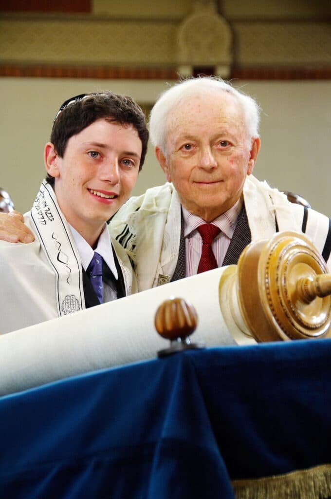 Zwier and his grandfather Joe Kaufman at his Bar Mitzvah in 2008 (Image: supplied).