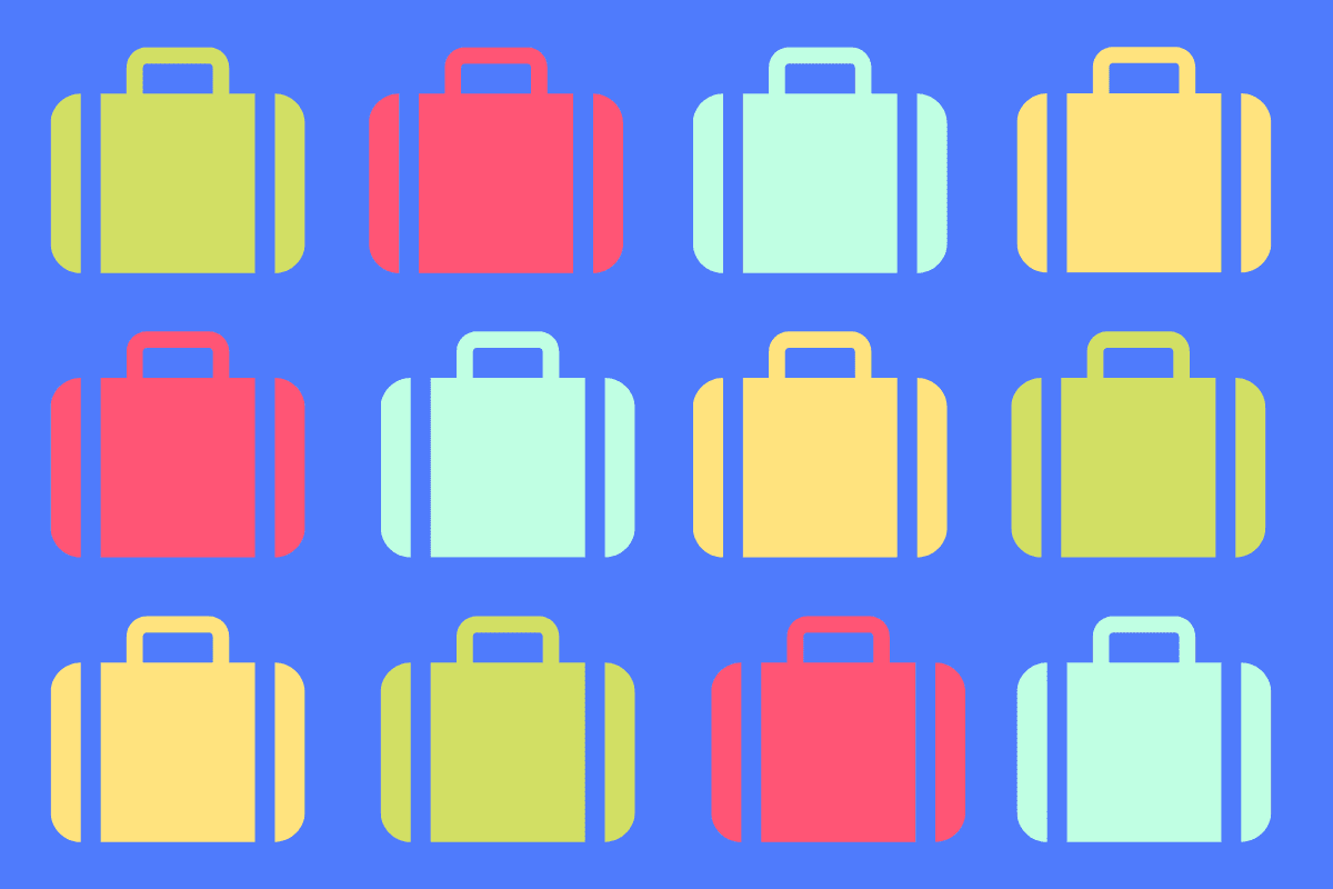 Different coloured suitcases
