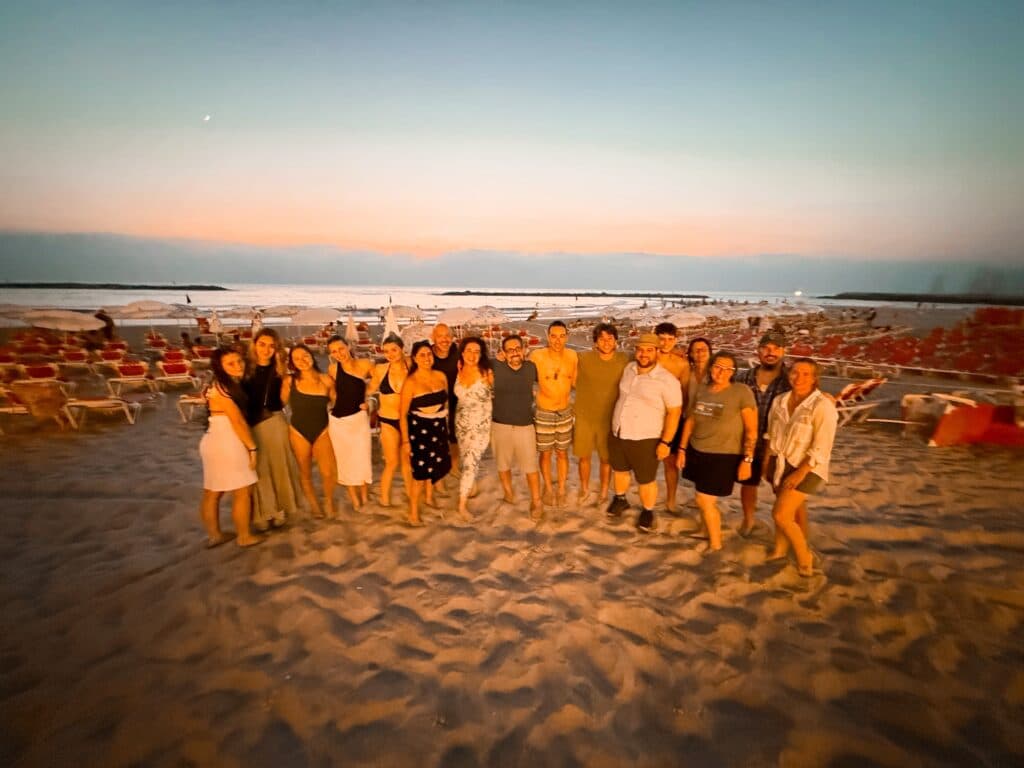 Meg and her Birthright group on the beach in Israel (Image: supplied).