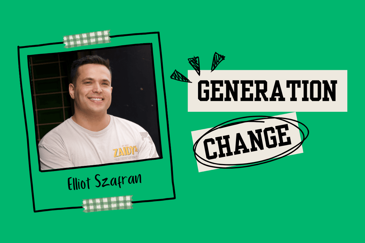 Generation Change words next to Elliot Szafran's photo