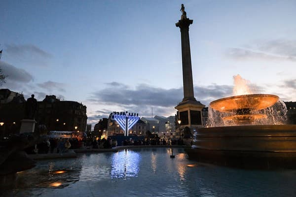 Chanukiah on Trafalgar Square following the Bondi Beach attack (Matthew Chattle/Future Publishing via Getty Images)