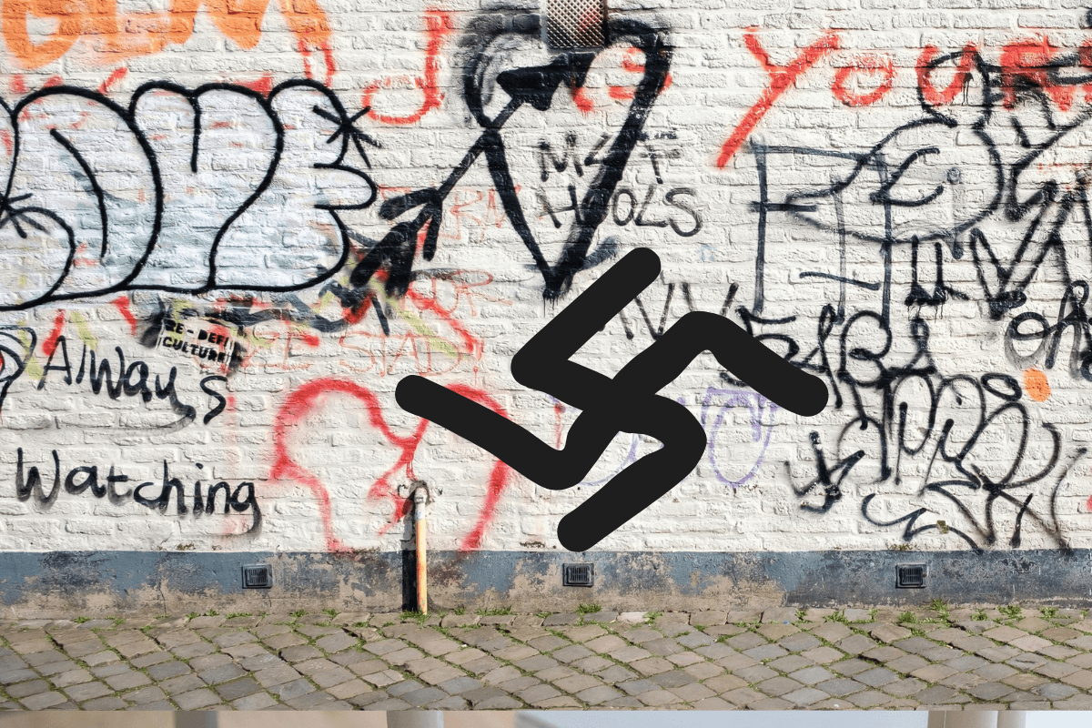 Graffiti swastika constructed