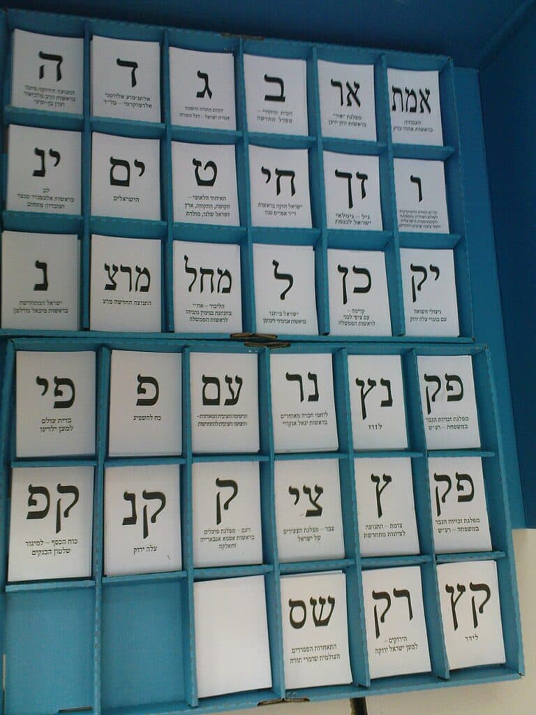 Ballot slips at a polling station in Israel, 18th Knesset elections (2009)