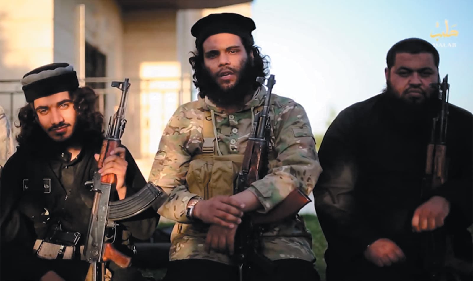 A still from a video released by ISIS militants in June 2015 called ‘A Message to Our People in Jerusalem,’ in which they threaten to overthrow Hamas in Gaza because the group is not extreme enough