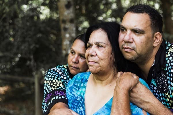 Muriel Craig, the mother of Colleen Walker-Craig (centre), with her daughter Paula Craig (left) and son Lucas Craig (right).