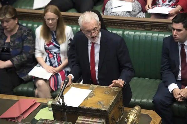 Former UK Labour leader Jeremy Corbyn in the British Parliament