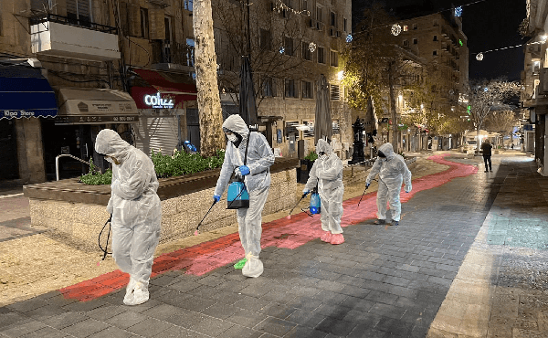 Protestors paint roads leading to the Supreme Court with a red line, symbolising a boundary not to be crossed (Ittay Flescher)