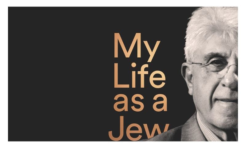 picture of a man on a black background with the words 'My Life as a Jew'