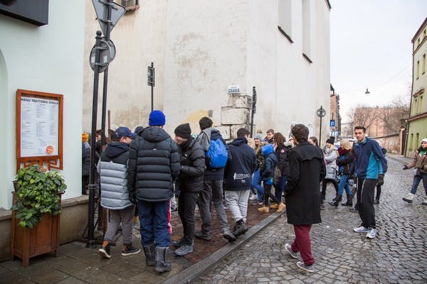 Students at Krakow, Poland, on IST 2017 (Israelstudytour.com.au)