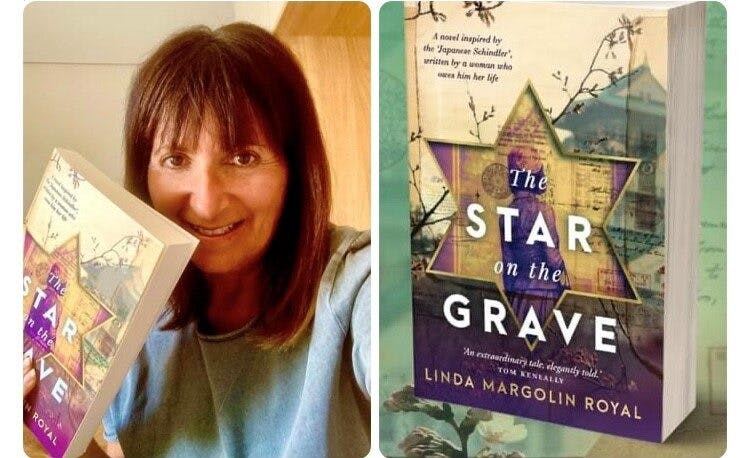 Author Linda Royal with her book, The Star on the Grave