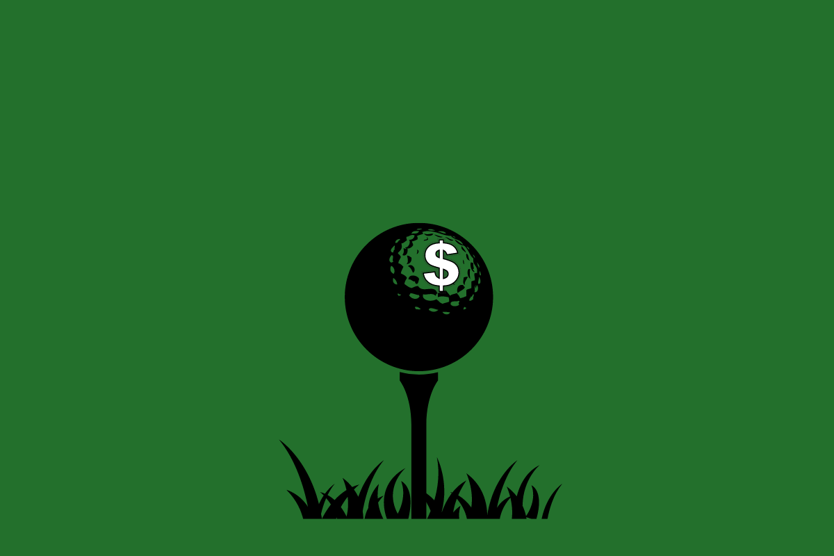 golf ball with a dollar sign