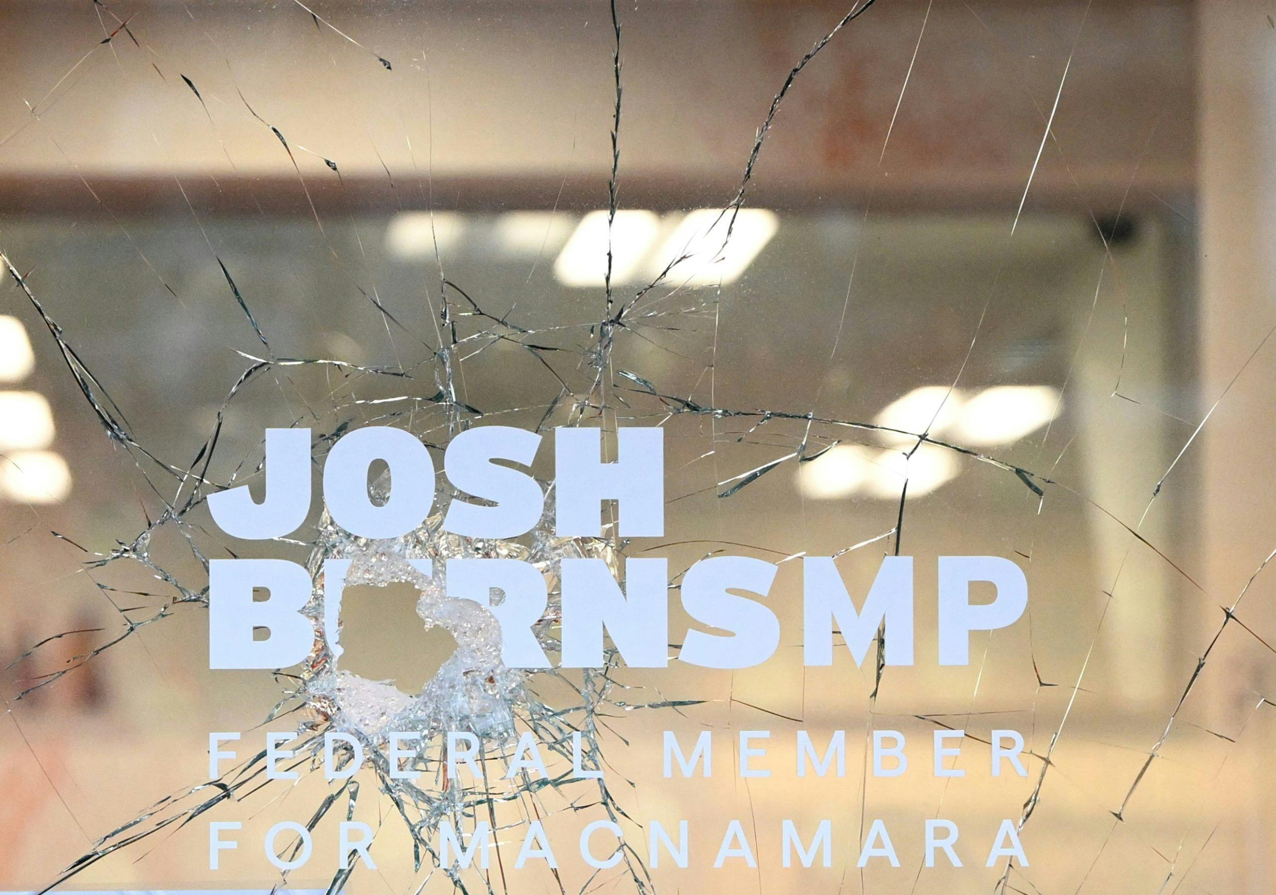 JOSH BURNS OFFICE broken window VANDALISM
